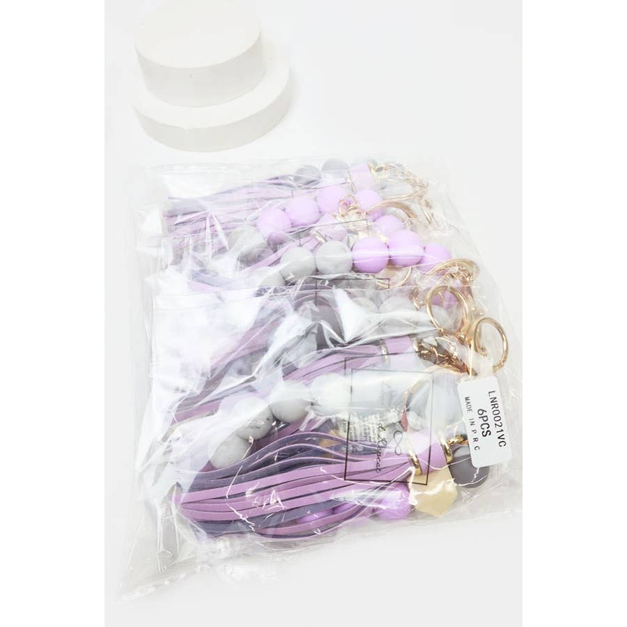 Wood and Beads Mixed Key Ring Bracelet: MINT MIX / ONE