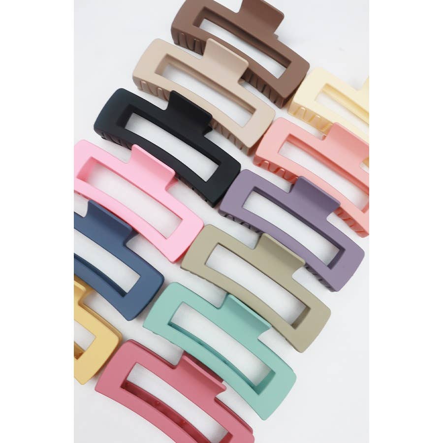 Matte Jumbo Cut Out Rectangle Hair Claw CLIP: MIX COLOR