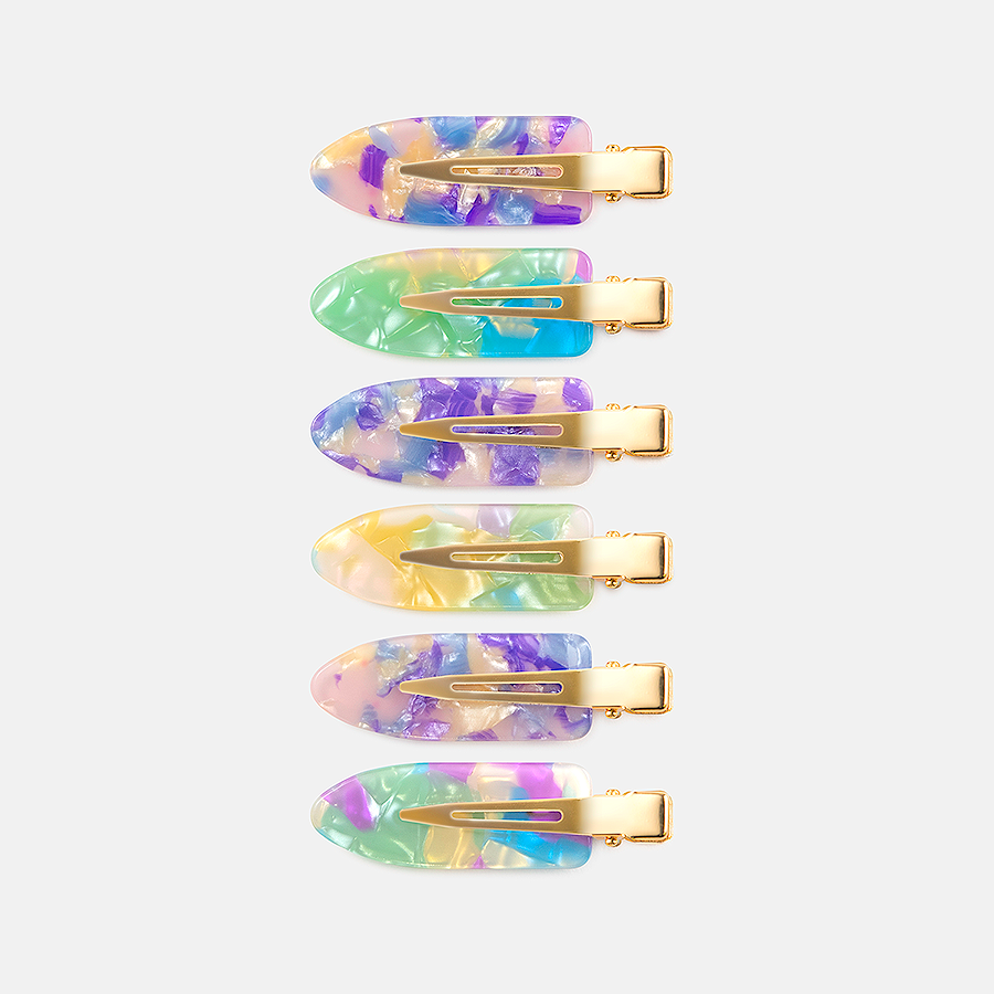 Creaseless Hair Clips 6pc: Purple / Blue Quartz