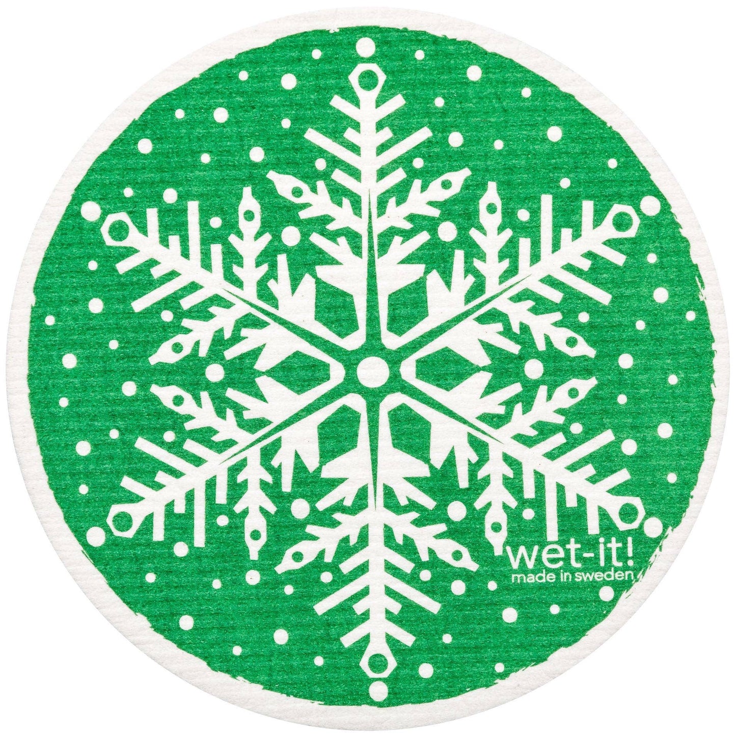 Snowflake Green Round Swedish Cloth
