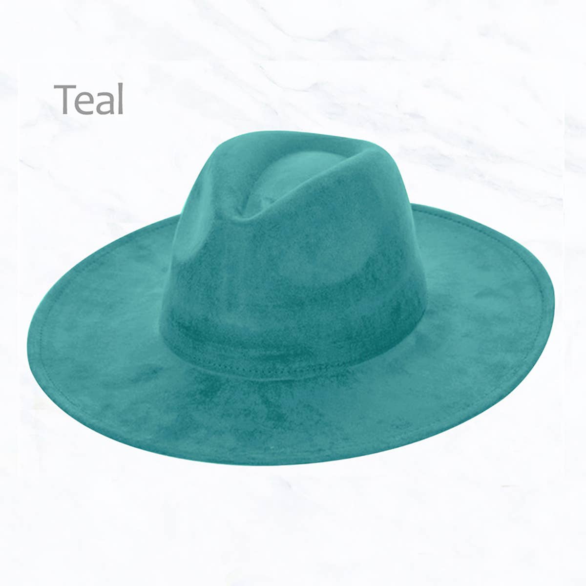 Suede Large Eaves Peach Top Fedora Hat: Teal