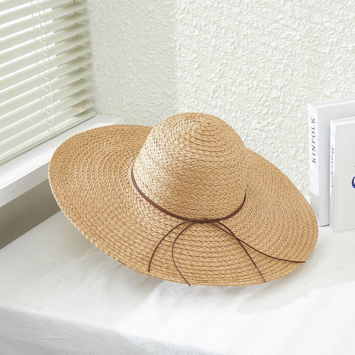Solid Color Floppy Straw Hat: Pink