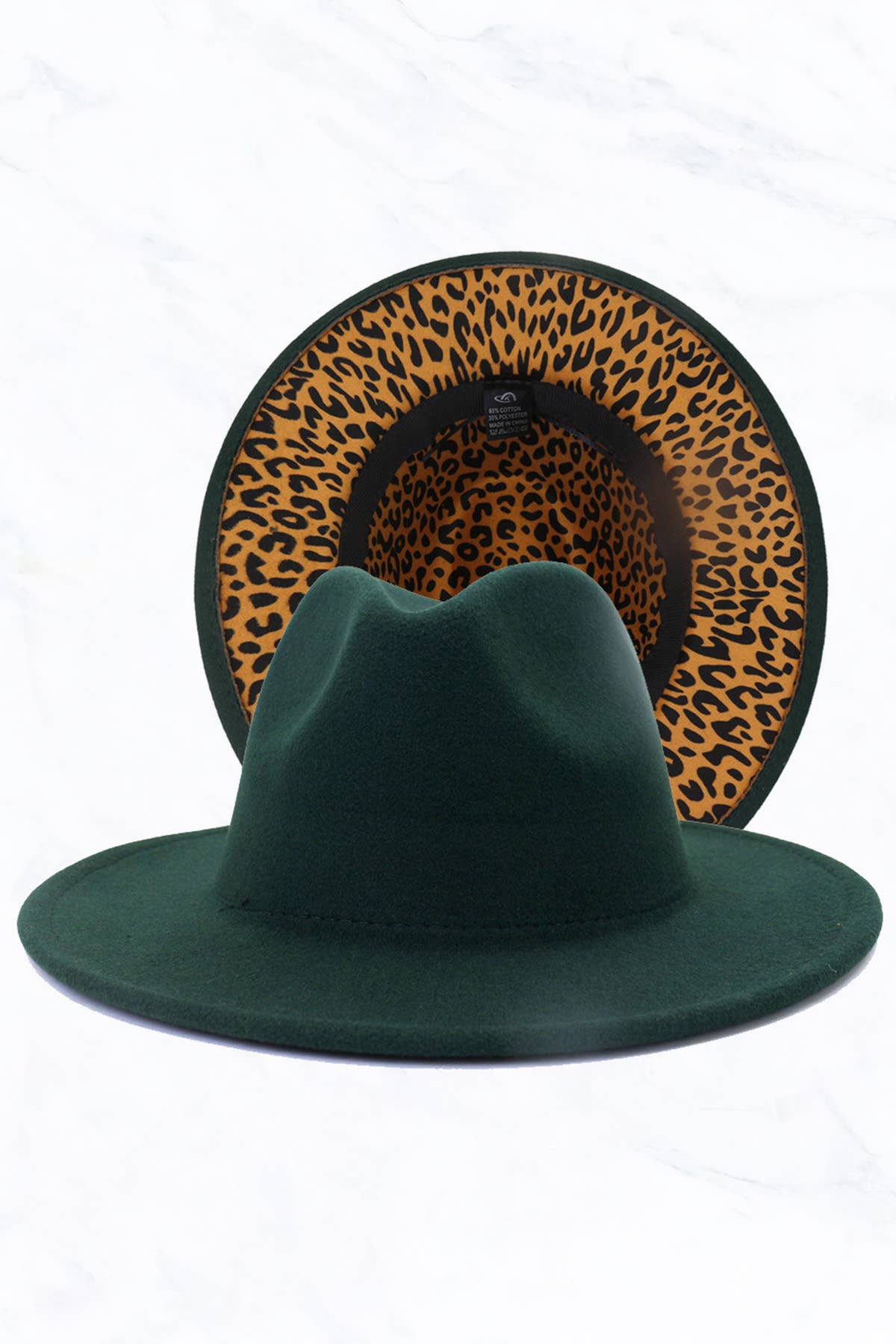 Double Sided Color Matching Leopard Jazz Hat: Olive Green