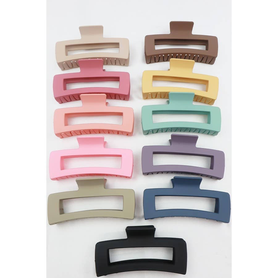 Matte Jumbo Cut Out Rectangle Hair Claw CLIP: MIX COLOR