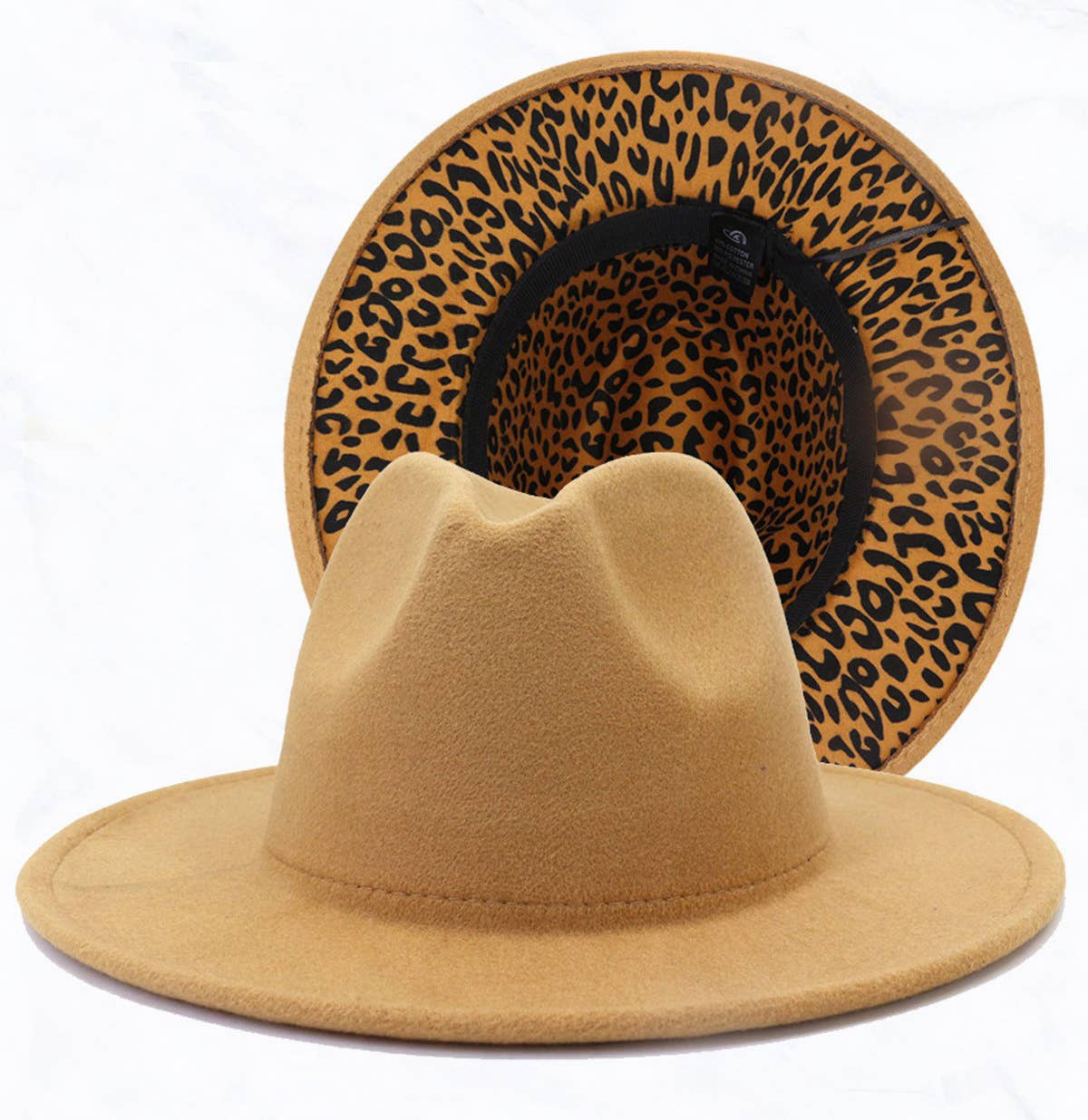 Double Sided Color Matching Leopard Jazz Hat: Olive Green