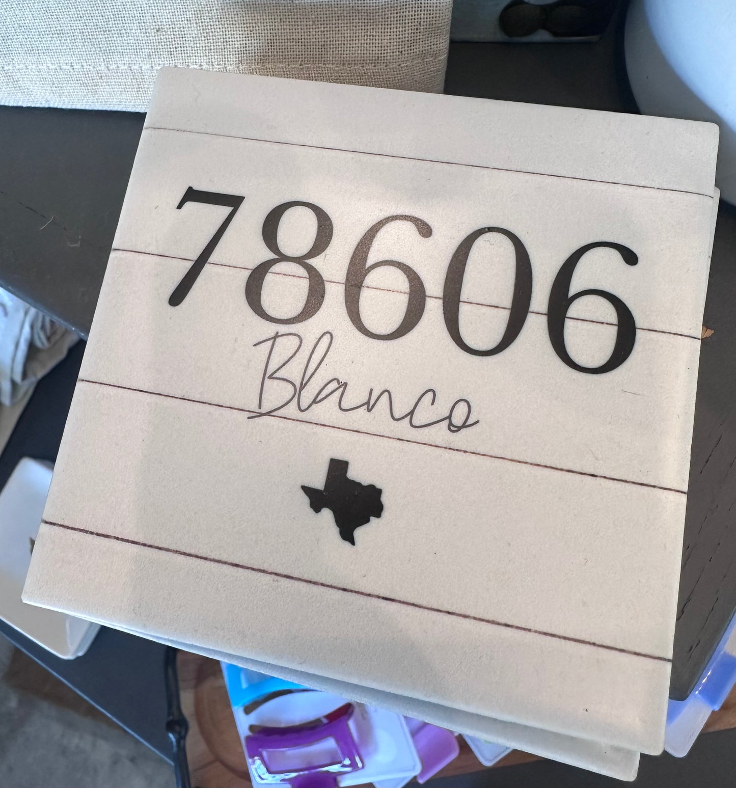 Farmhouse Blanco Zip Code Coaster