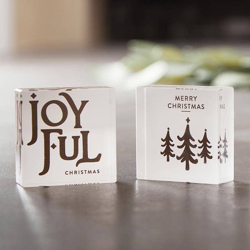 Mini Lucite Block - Joyful Christmas