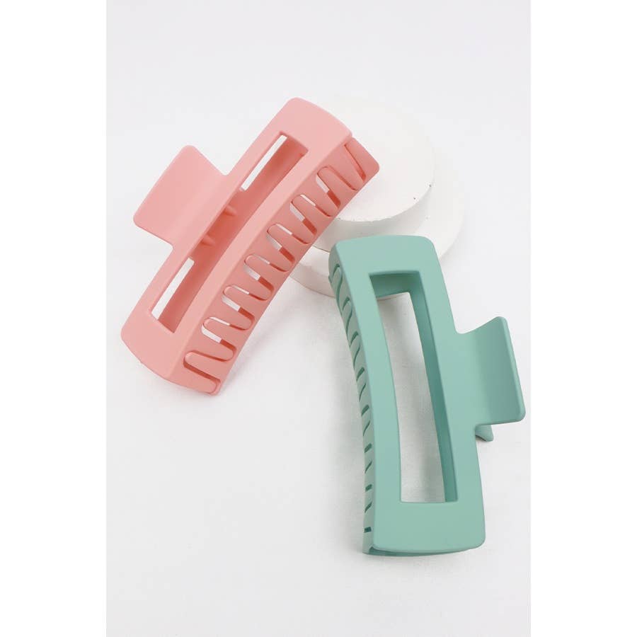 Matte Jumbo Cut Out Rectangle Hair Claw CLIP: MIX COLOR