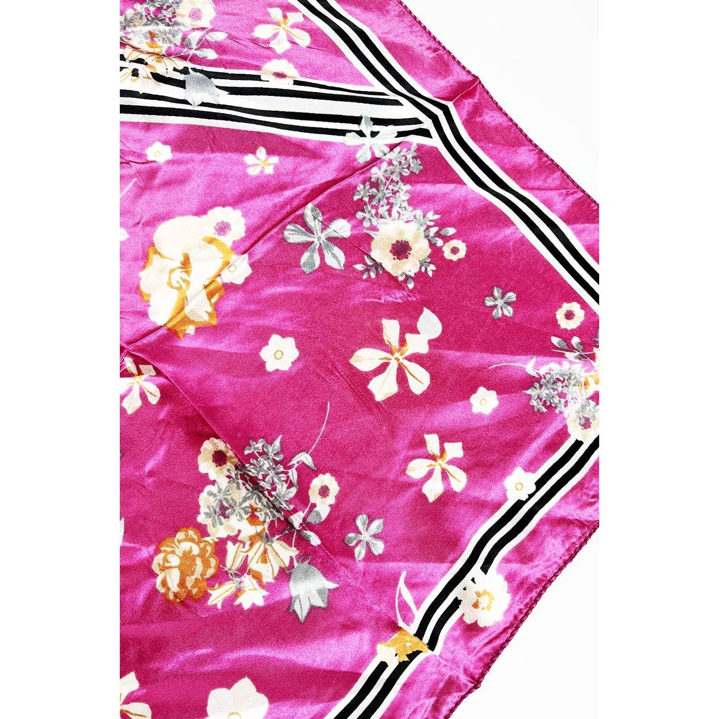 FLORAL PRINT 50CM SQUARE SATIN SHINNY MATERIAL SCARF: ASSORTED / ONE