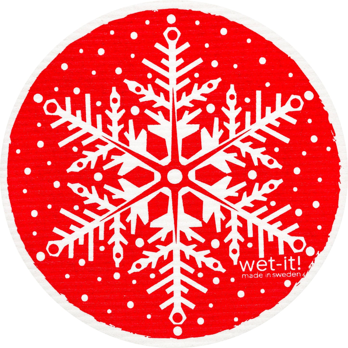 Snowflake Red Round Swedish Cloth