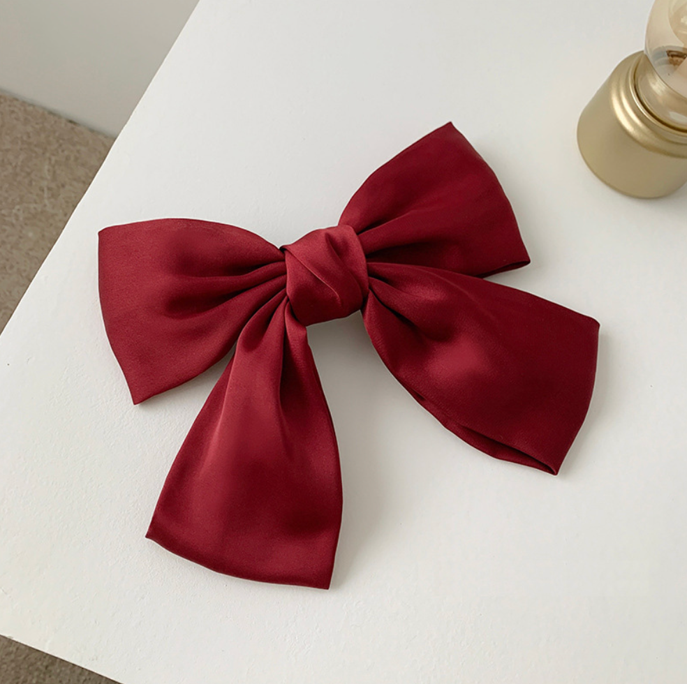 French Retro Oversized Bow Princess Style Hair Clips: Pink