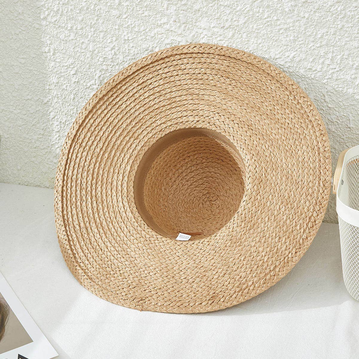 Solid Color Floppy Straw Hat: Pink