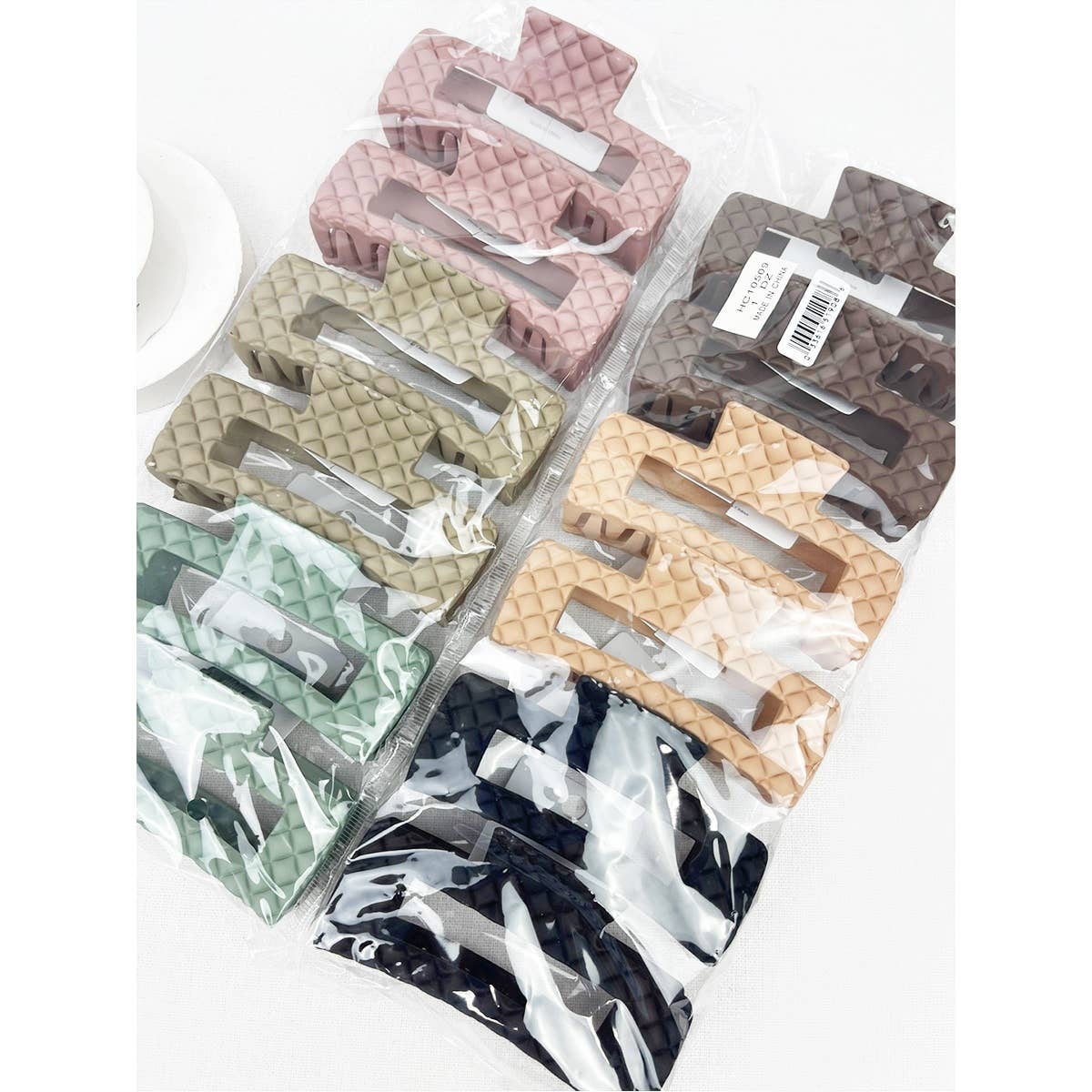 Matte Embossed Cut Out Rectangle Hair Clips