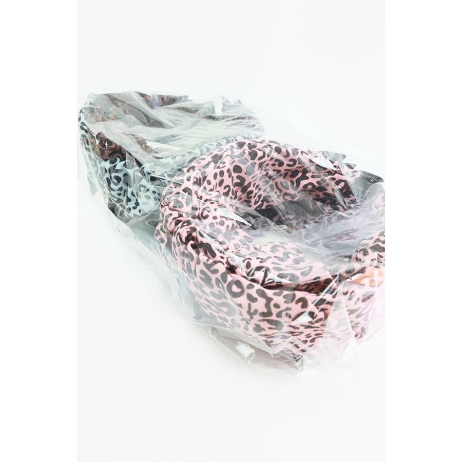 Wide Ruched Leopard Print Headband: MIX COLOR / ONE