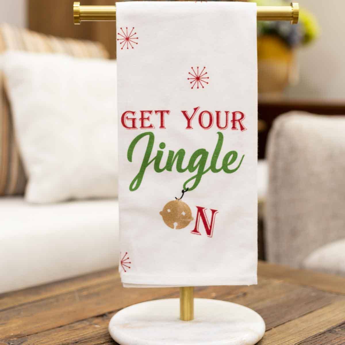 Get Your Jingle On Hand Towel Red/Green 20x28