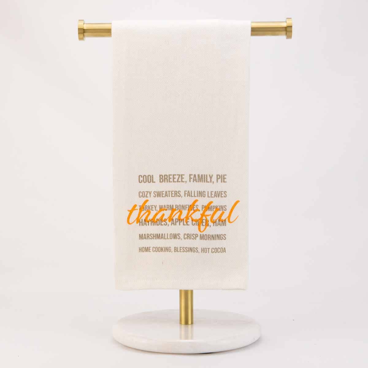 Thankful Hand Towel Cream/Gray/Orange 20x28