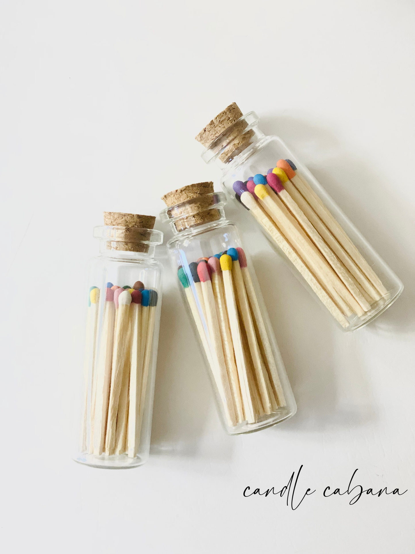 Color Tip Matches in Glass Corked Vial - 25 CT - Striker