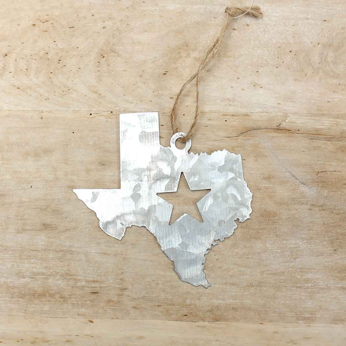 Galvanized Texas Ornament Silver 4"