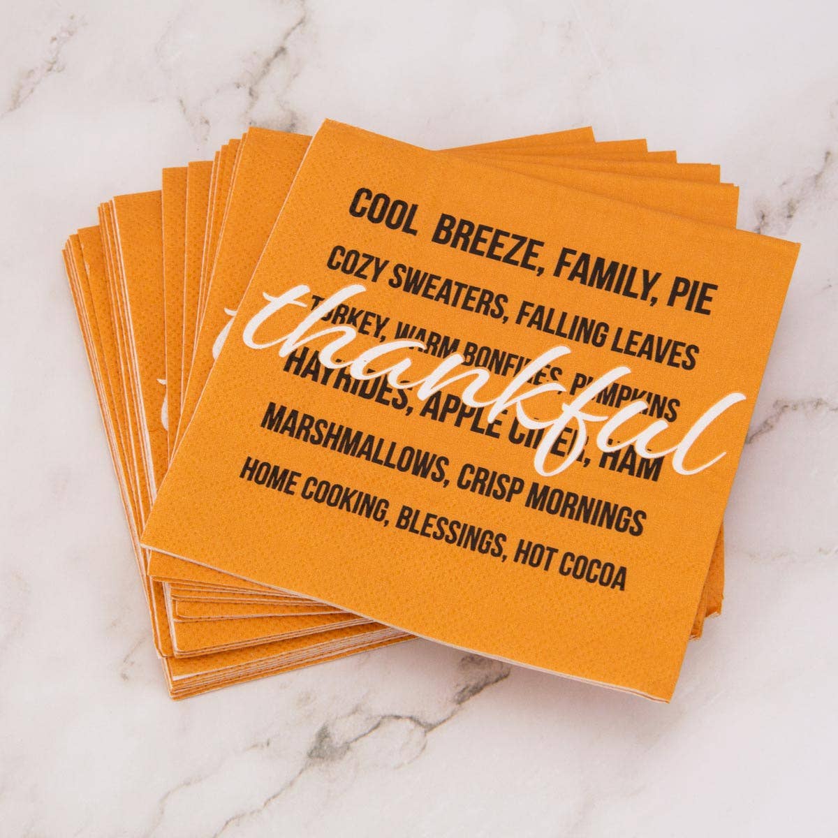 Thankful Cocktail Napkins Orange/Black/White 5"