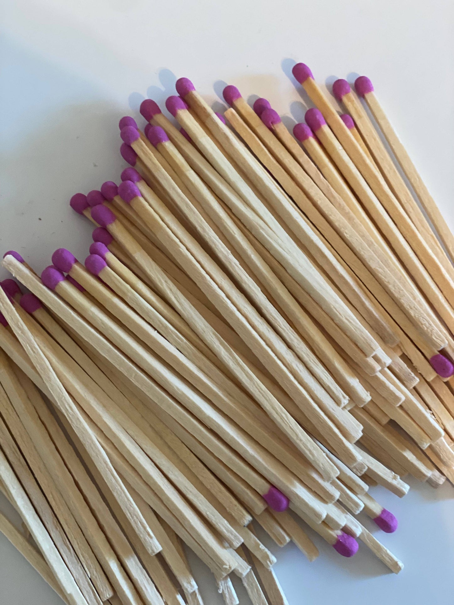 Magenta Long Color Tip Matches Glass Cork Vial 25 CT Striker