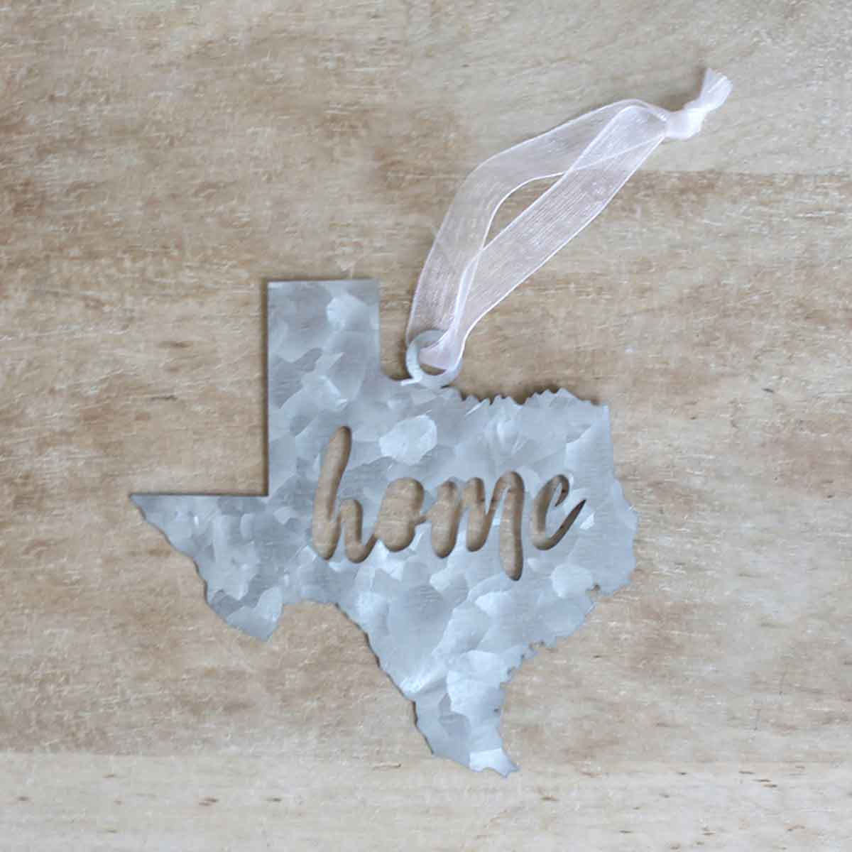 Galvanized Texas Home Ornament Silver 4"