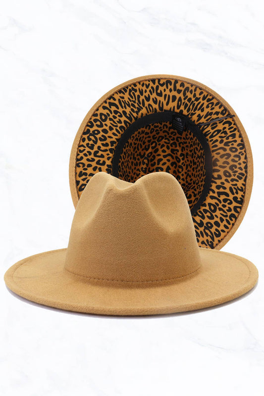 Double Sided Color Matching Leopard Jazz Hat: Camel