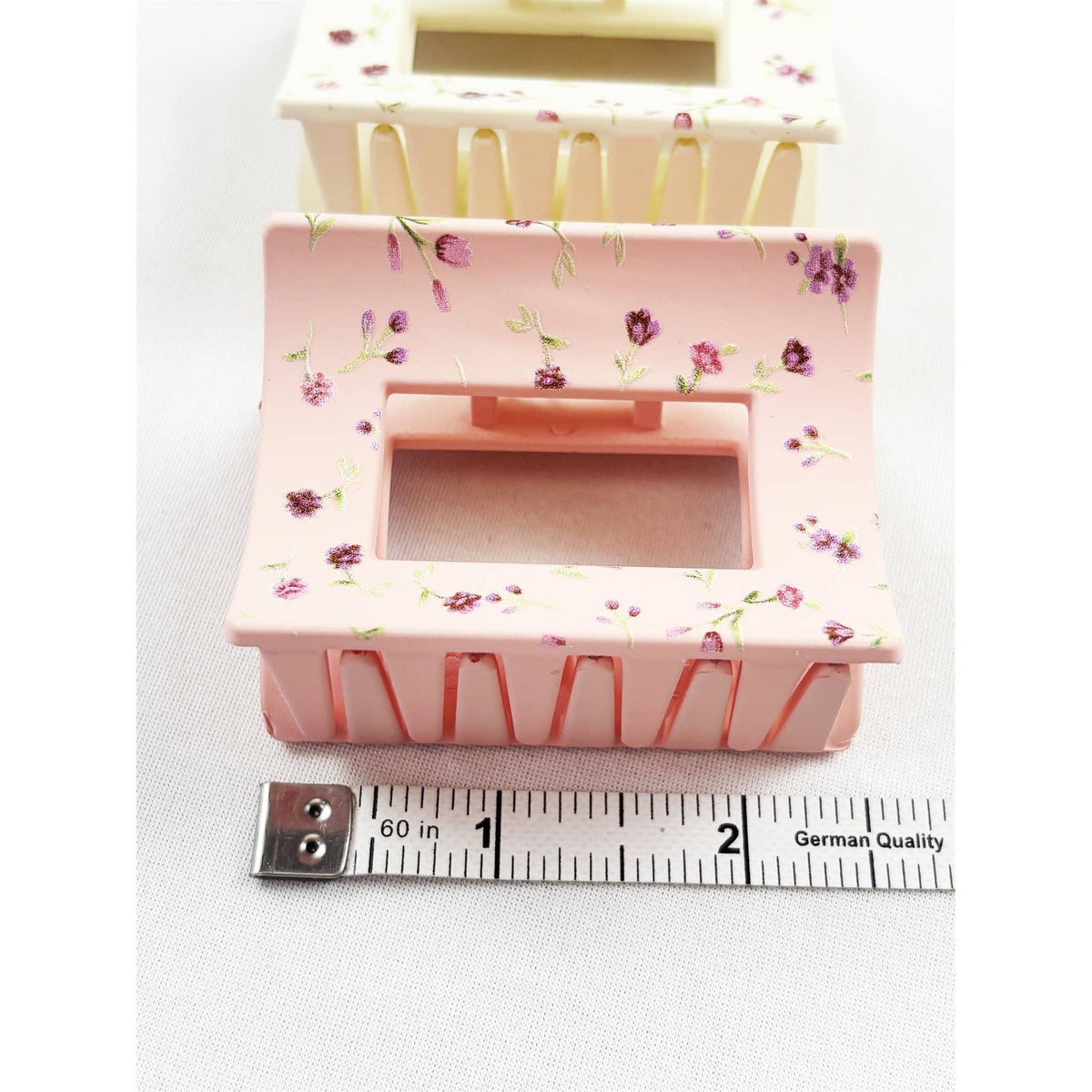 Floral Print Rectangular Hair Claw Clip Set
