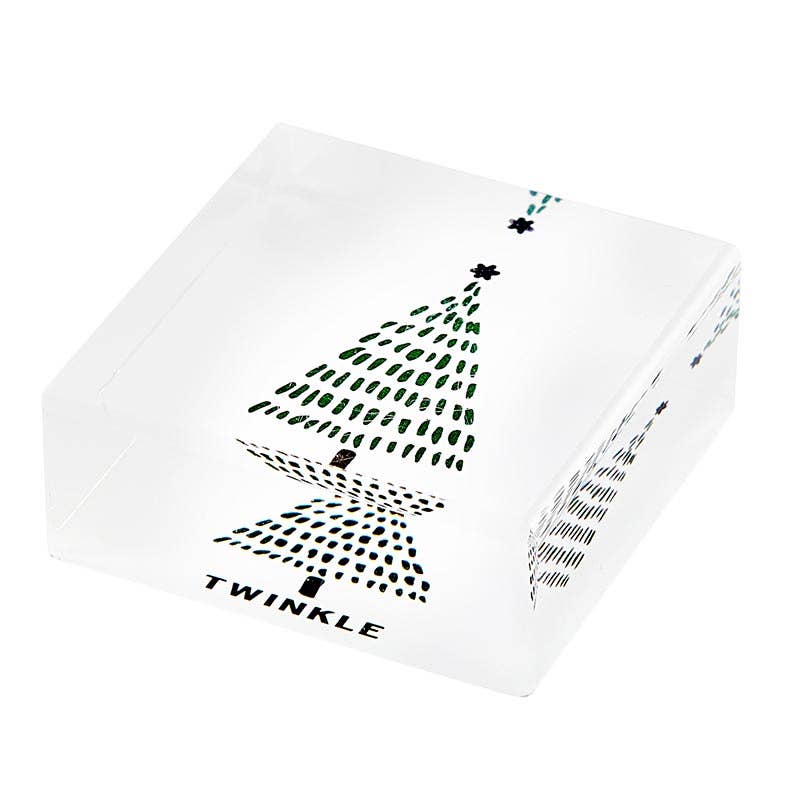2" Square Lucite Block- Twinkle