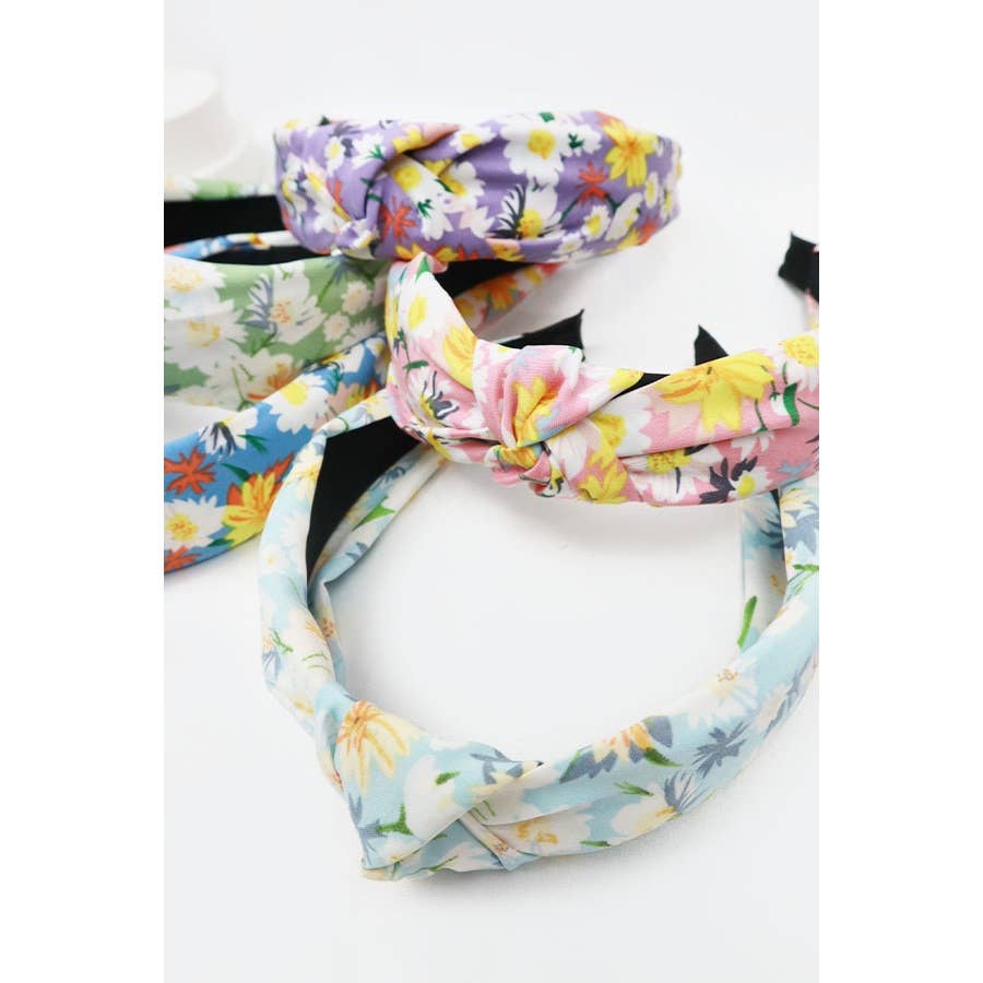 Soft Floral Pattern Center Knotted Headband: MIX COLOR / ONE