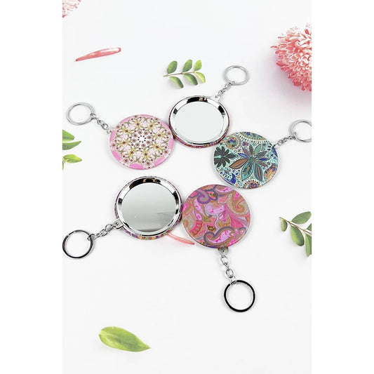 ROUND COMPACT MIRROR KEYCHAIN OF COLORFUL PAISLEY PRINT
: ASSORTED / ONE