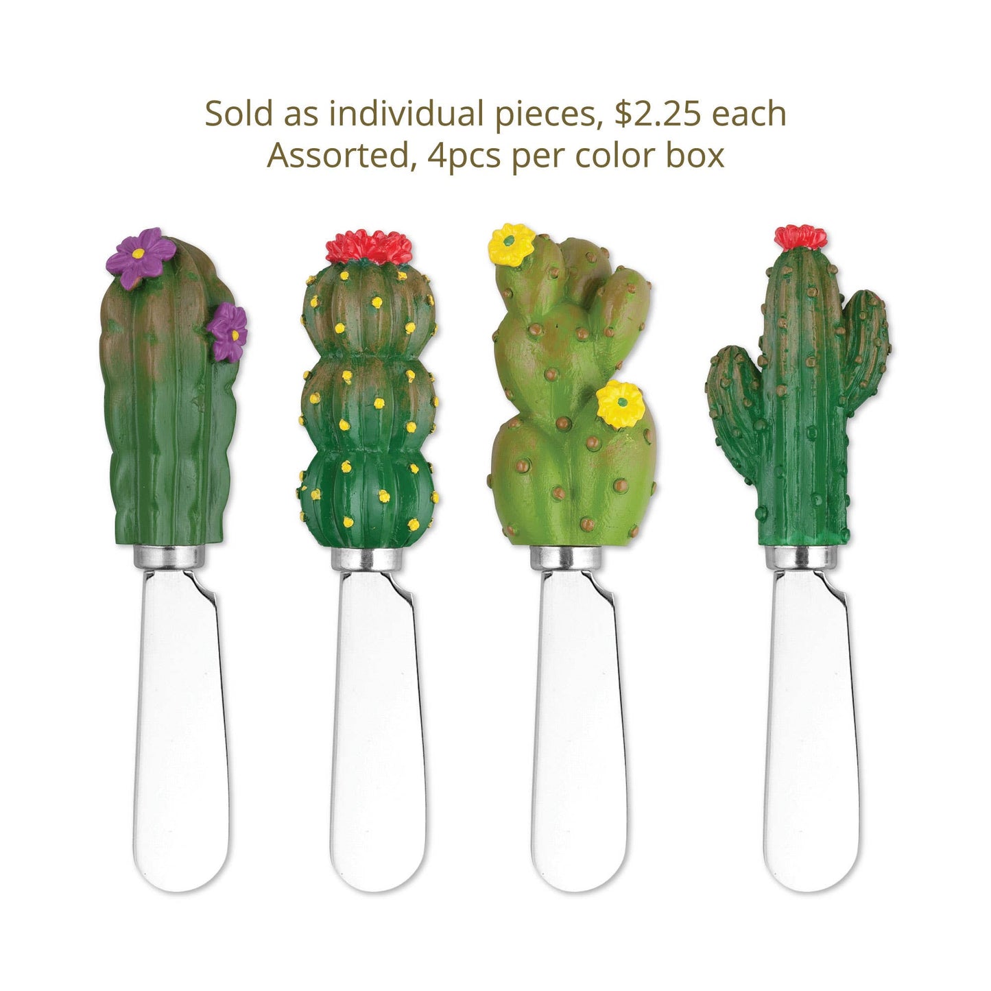 Cactus with Flower Polyresin Cheese Spreader