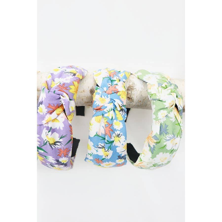 Soft Floral Pattern Center Knotted Headband: MIX COLOR / ONE