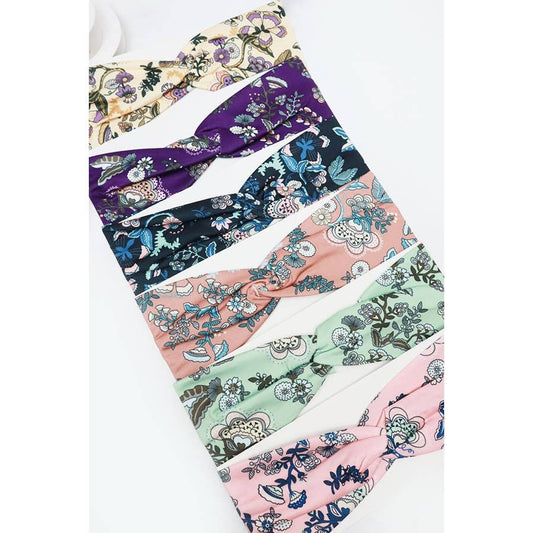 Vintage Flower Print Stretch Headband