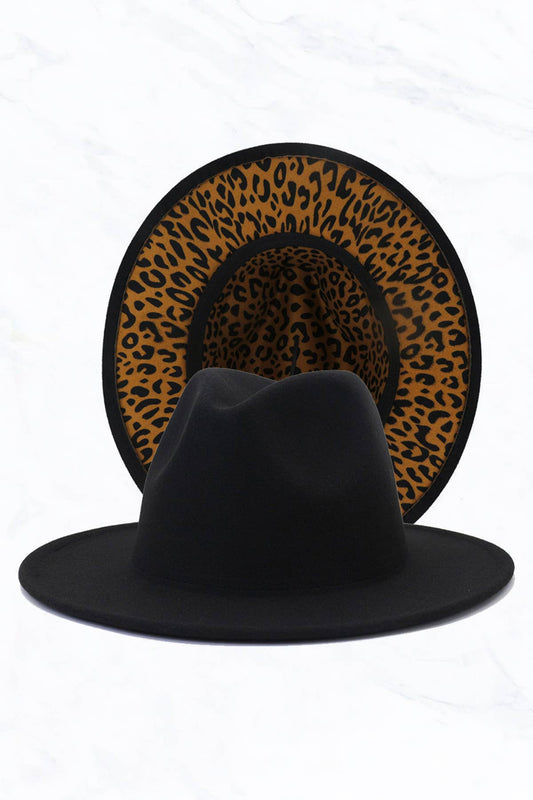 Double Sided Color Matching Leopard Jazz Hat: Black