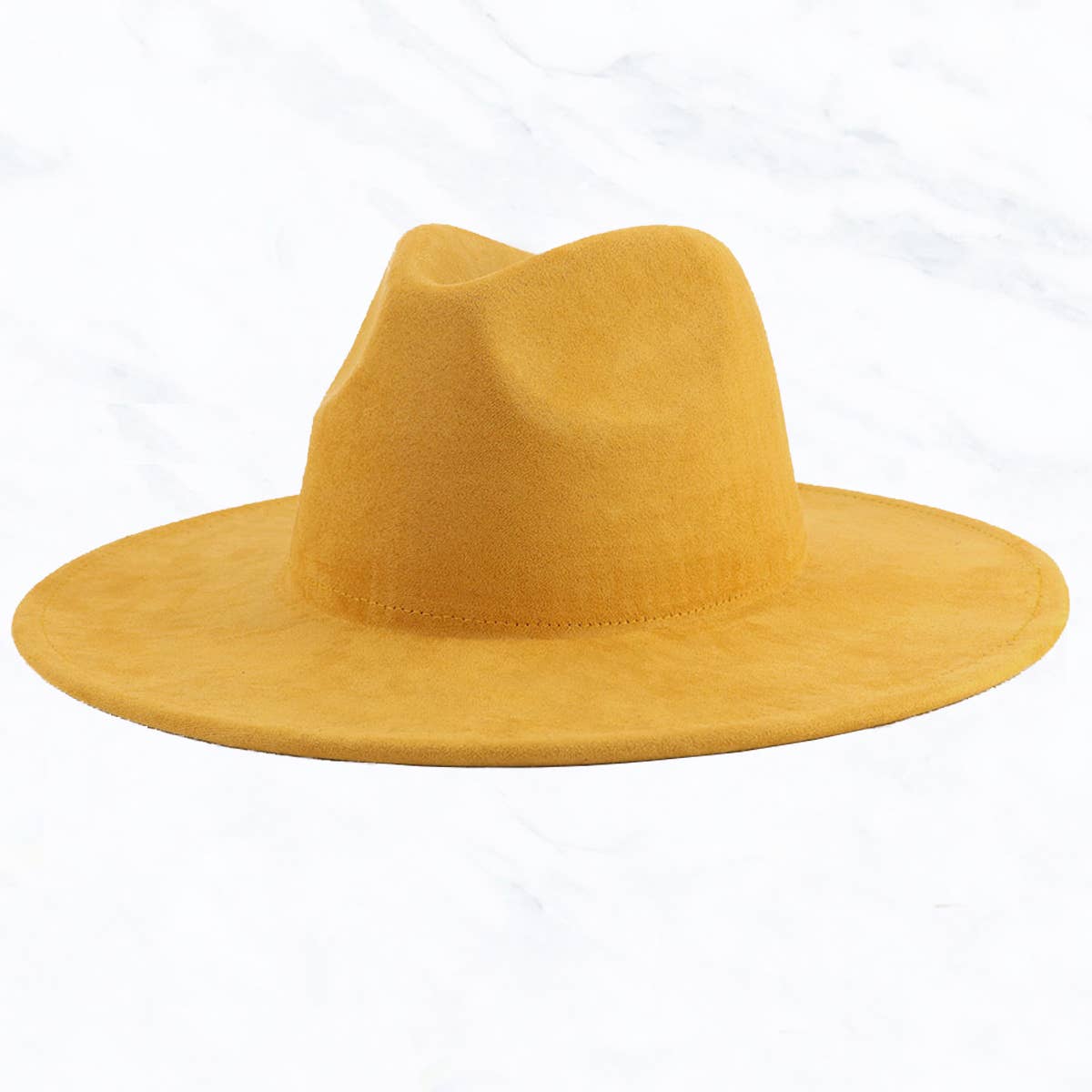 Suede Large Eaves Peach Top Fedora Hat: Beige