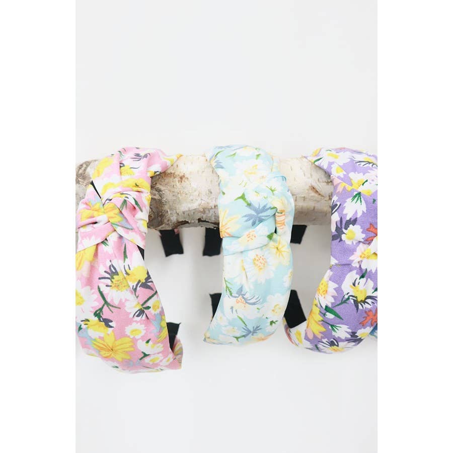 Soft Floral Pattern Center Knotted Headband: MIX COLOR / ONE