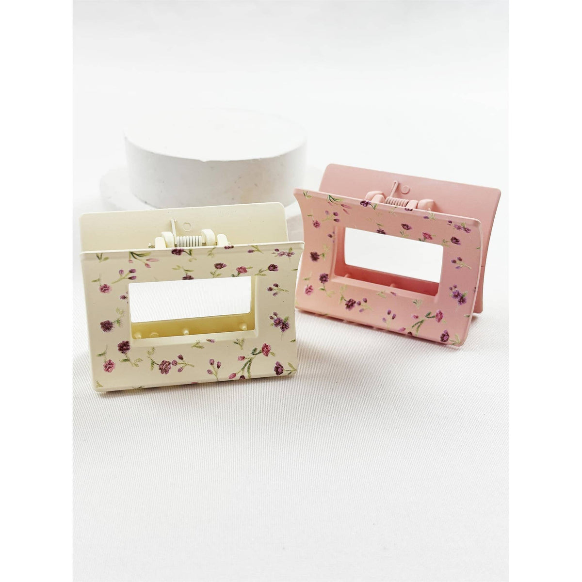 Floral Print Rectangular Hair Claw Clip Set