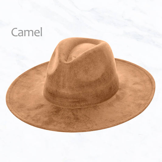 Suede Large Eaves Peach Top Fedora Hat: Camel