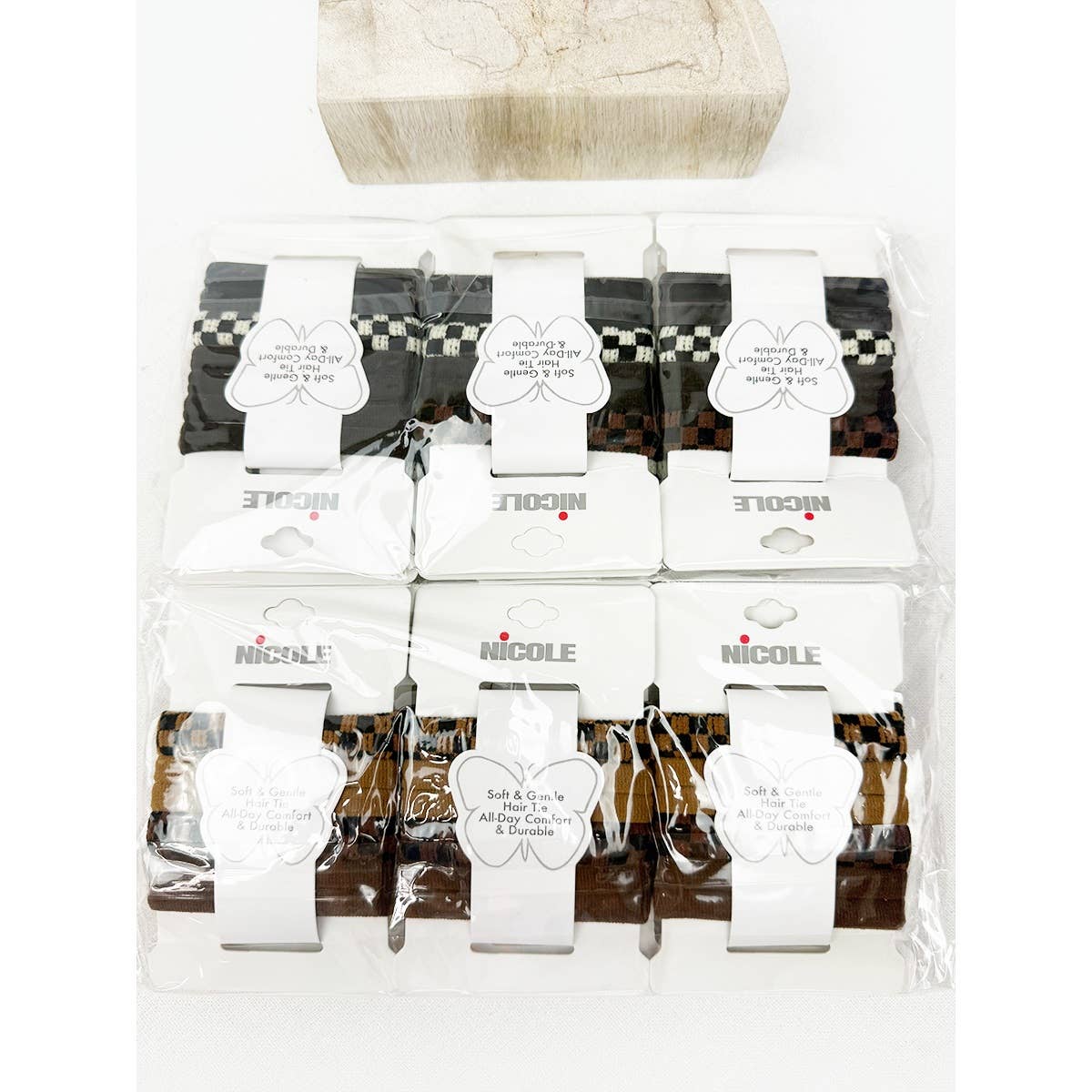 Checker Pattern Mixed Rolled Hair Tie Set: MIX COLOR / ONE(12)