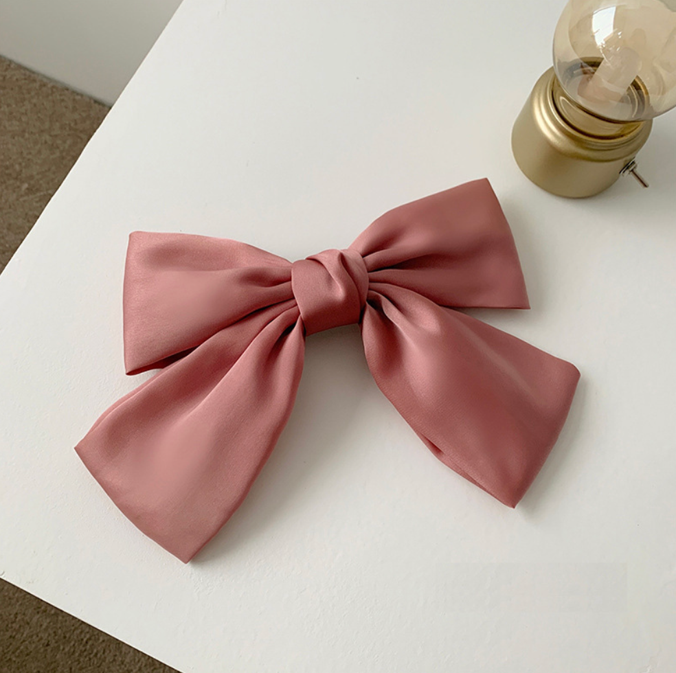 French Retro Oversized Bow Princess Style Hair Clips: Pink