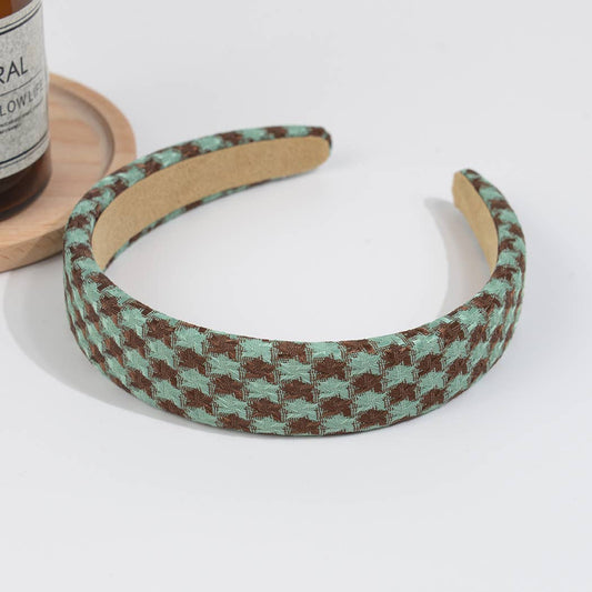 Vintage Houndstooth Headband: Green