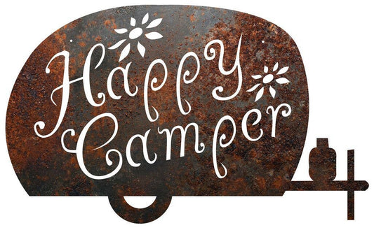 RUSTIC METAL "HAPPY CAMPER" SIGN