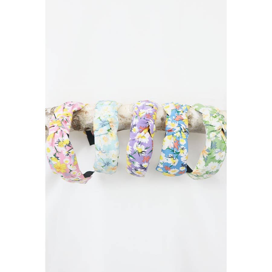 Soft Floral Pattern Center Knotted Headband: MIX COLOR / ONE