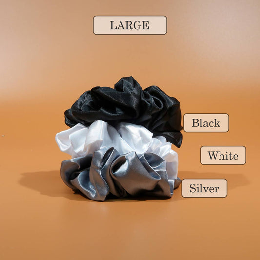 Satin Silky Scrunchie: Large / Silver