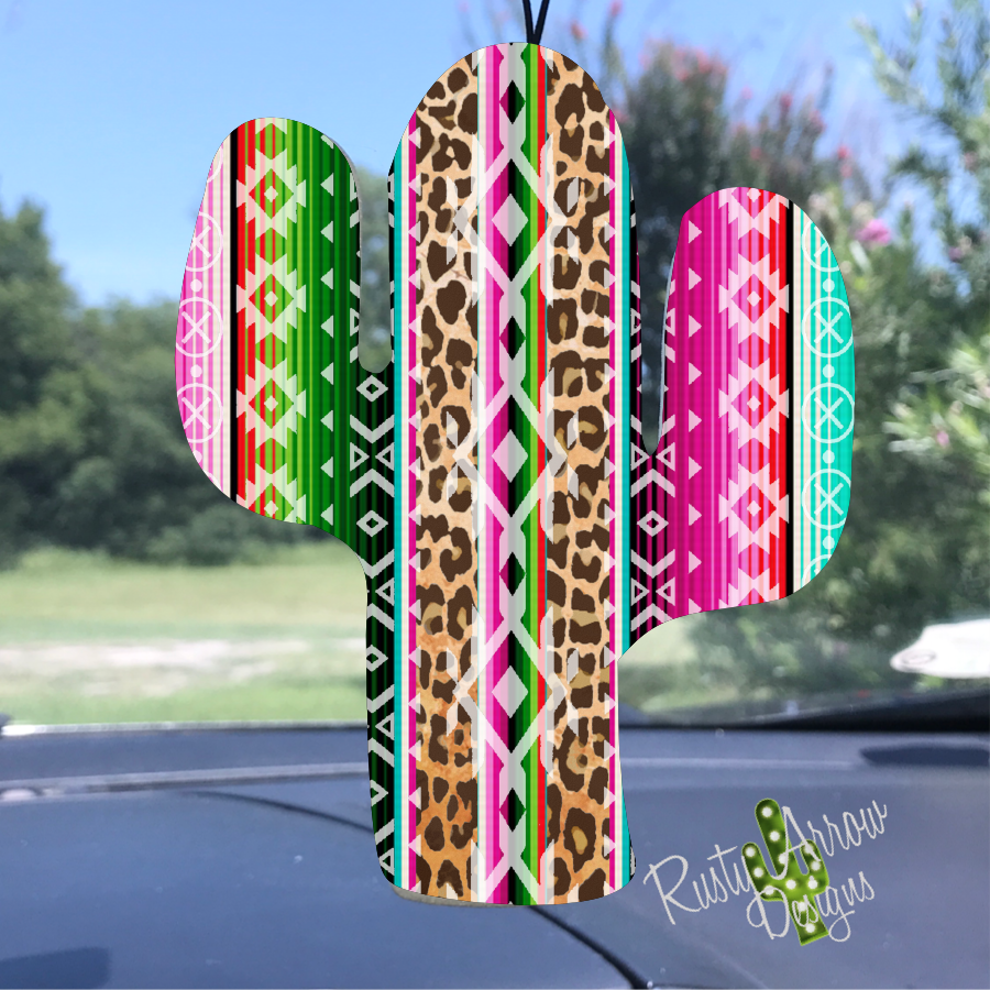 Cactus Shape Pink Aztec Air Freshener