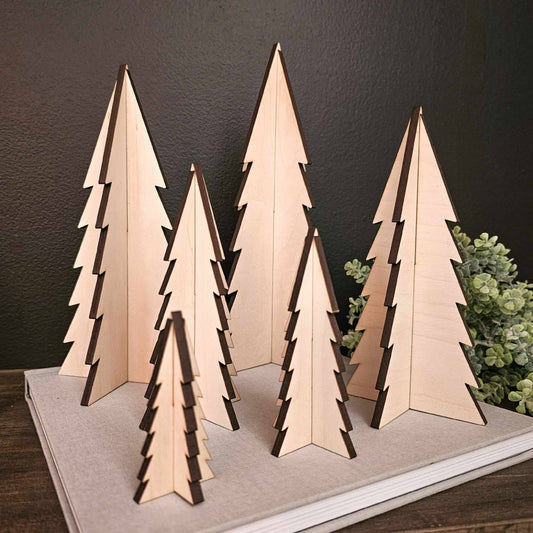 Wood 3D Blank Unfinished Trees Holiday Christmas Decor Craft: 10.5"