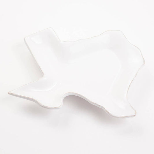 Texas Shaped Tidbit Dish   White   6"