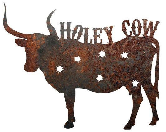 RUSTIC METAL "HOLEY COW" SIGN