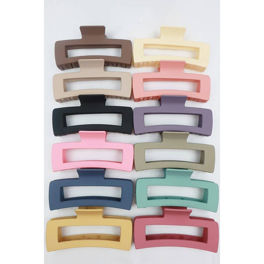 Matte Jumbo Cut Out Rectangle Hair Claw CLIP: MIX COLOR