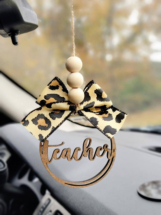 Teacher Car Charm Ornament Christmas Gift Stocking Stuffer: Orange Sunflower